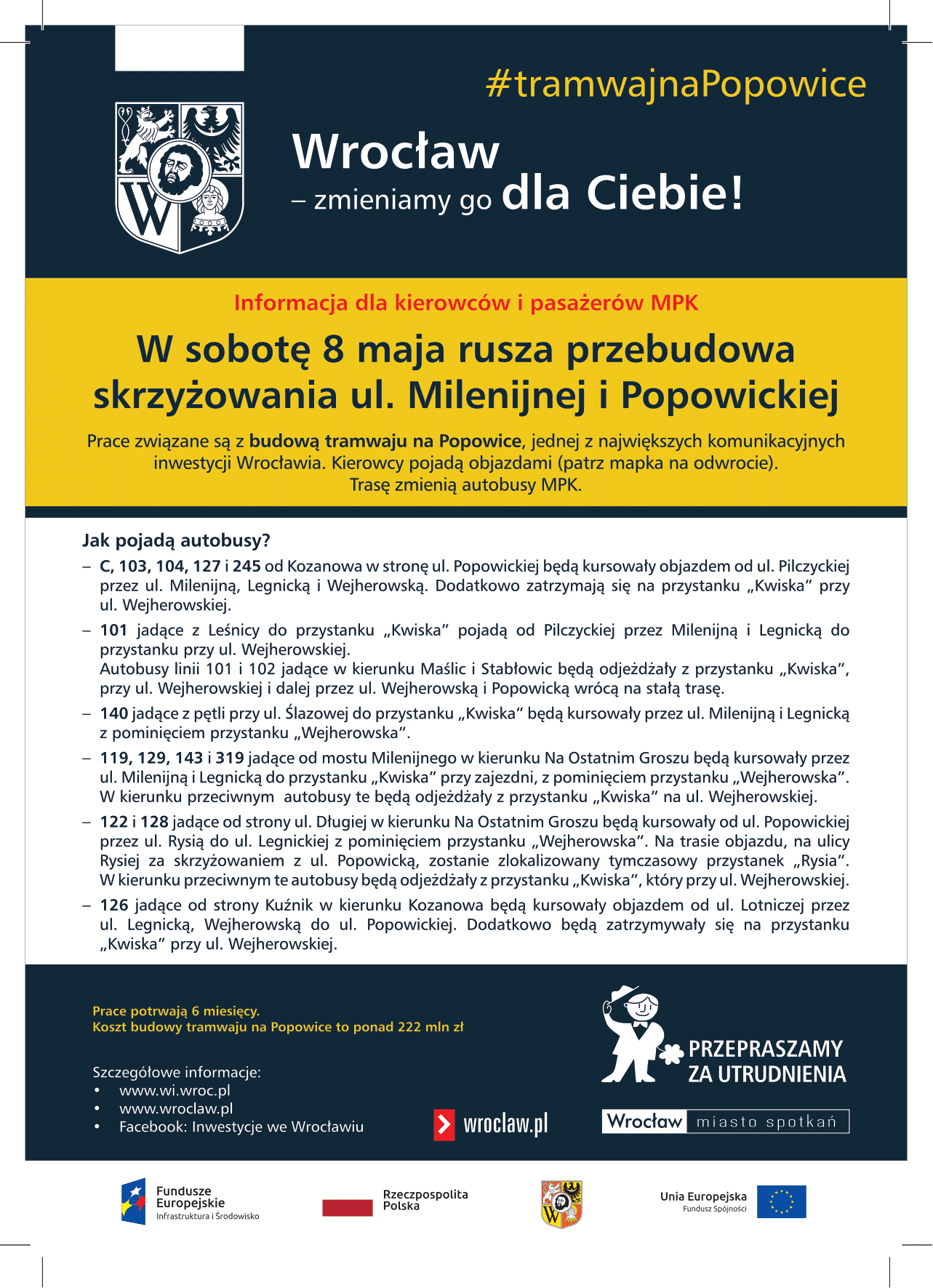 Informacja odnośnie zmiany trasy autobusów MPK