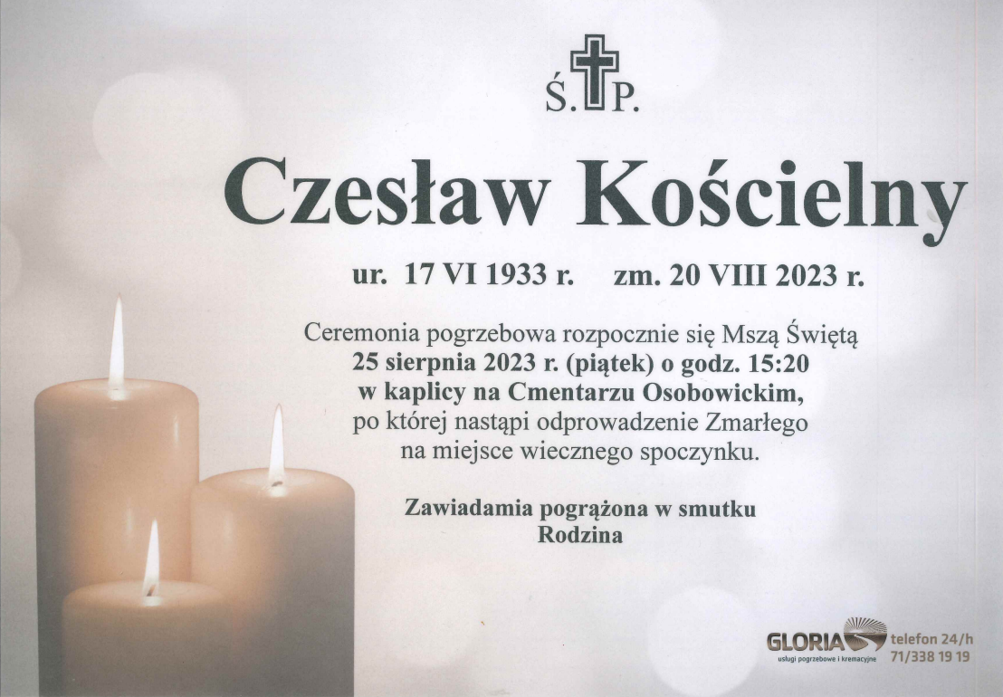 Pożegnanie dr. hab. Czesława Kościelnego